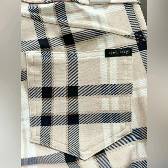 Sanctuary Cream White and Black Plaid Pants | sz medium - Picture 4 of 6